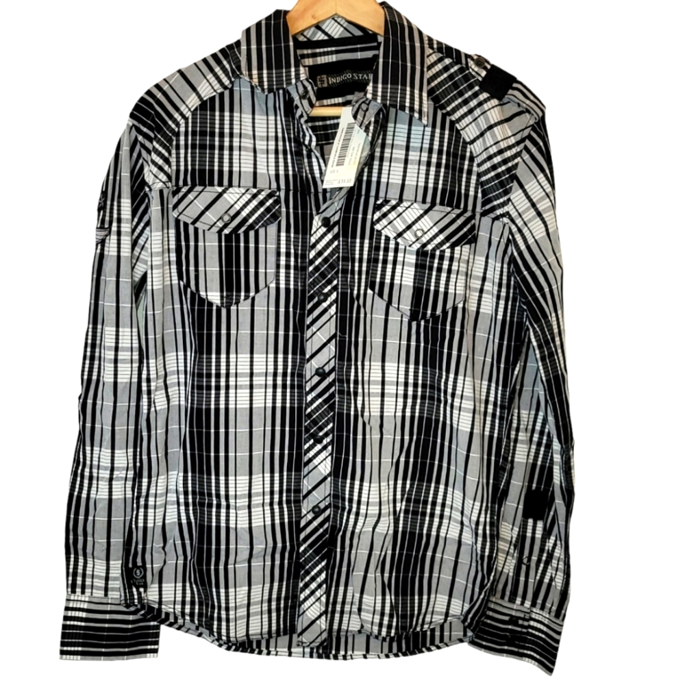 Indigo Star Men's Button Down Shirt Size Small